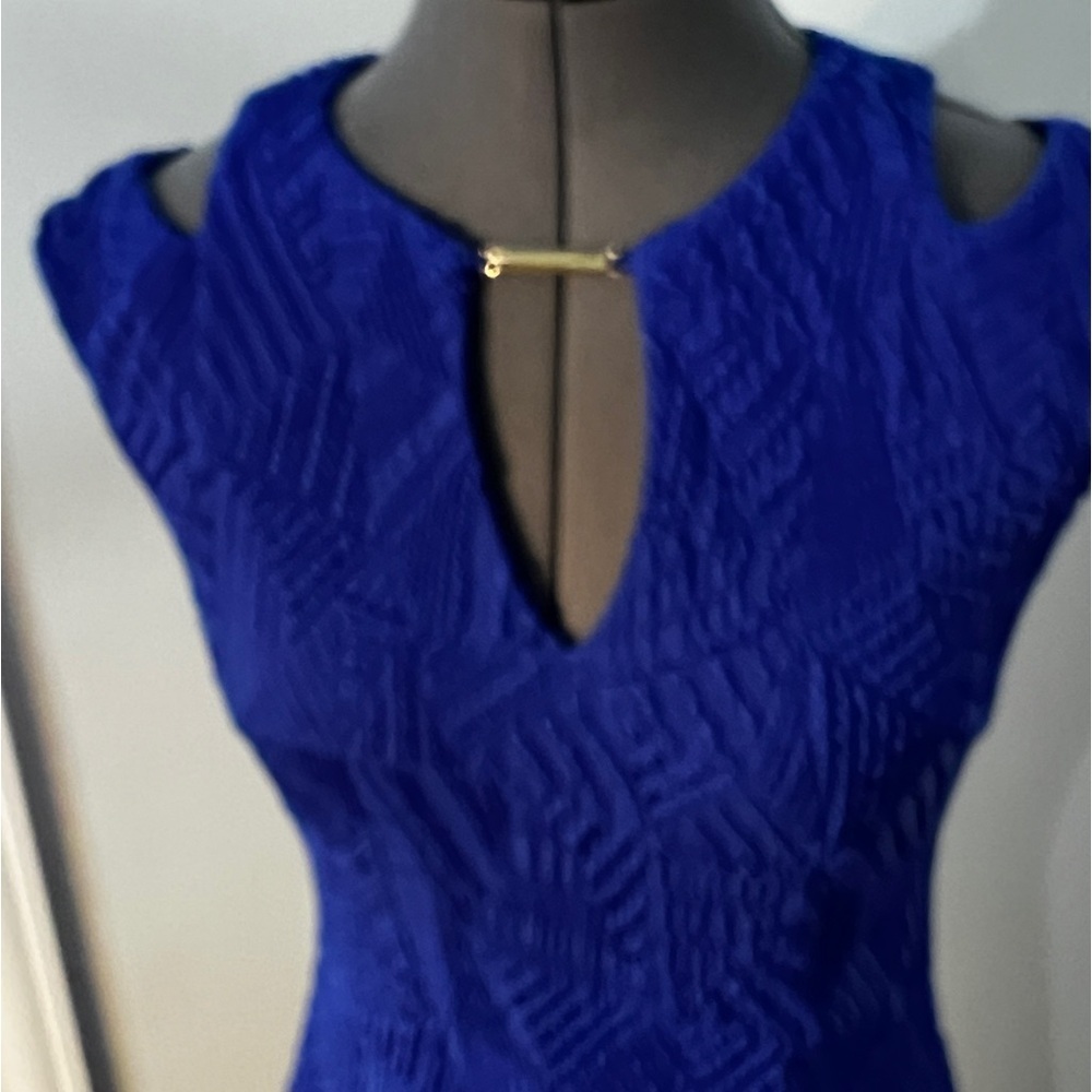 Joseph Ribkoff Royal Blue Textured Sheath Dress Cocktail Career Size 8 - Picture 5 of 16